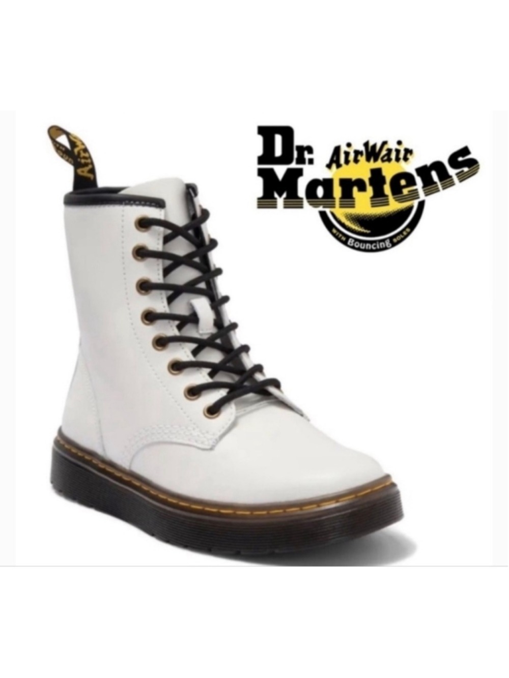 Dr. Martens Zavala Grunge Combat Boots White Leather Women’s 8